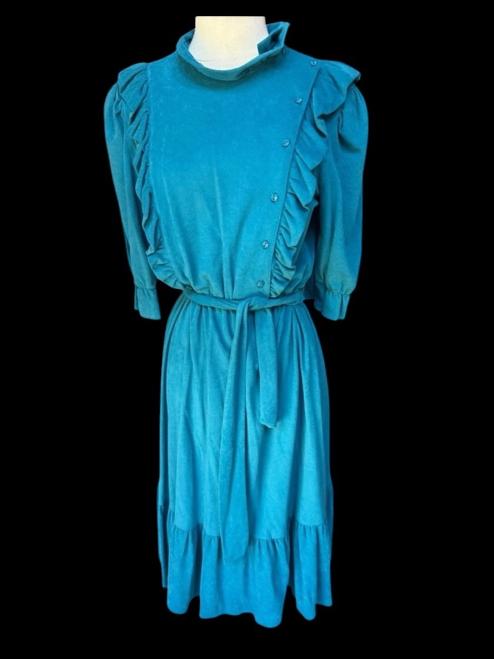 1980s does Victorian/Edwardian Era Patty O’Neil Velour Dress w/Matching Belt